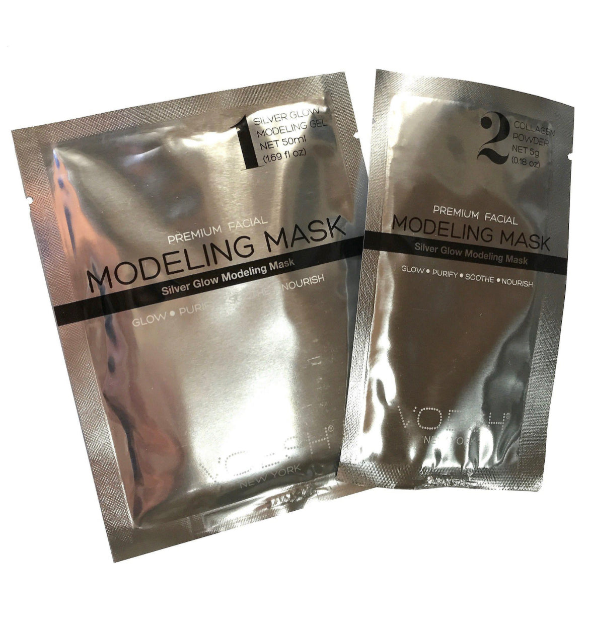 Facial modeling mask - silver glow 1. Stk