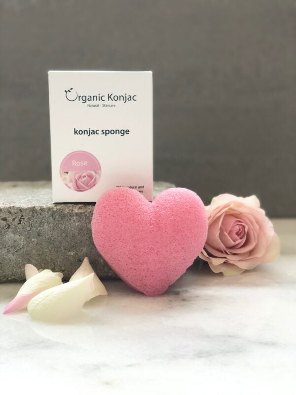 Organic konjac - hjerteformet rose Limited edition