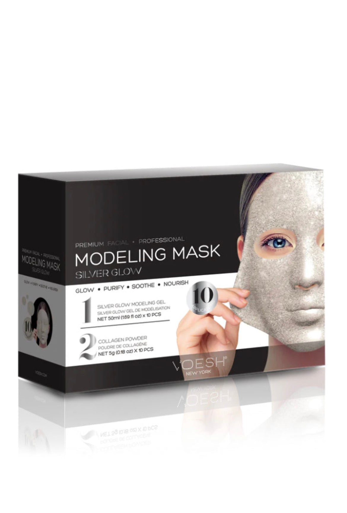 Facial modeling mask - silver glow 1. Stk